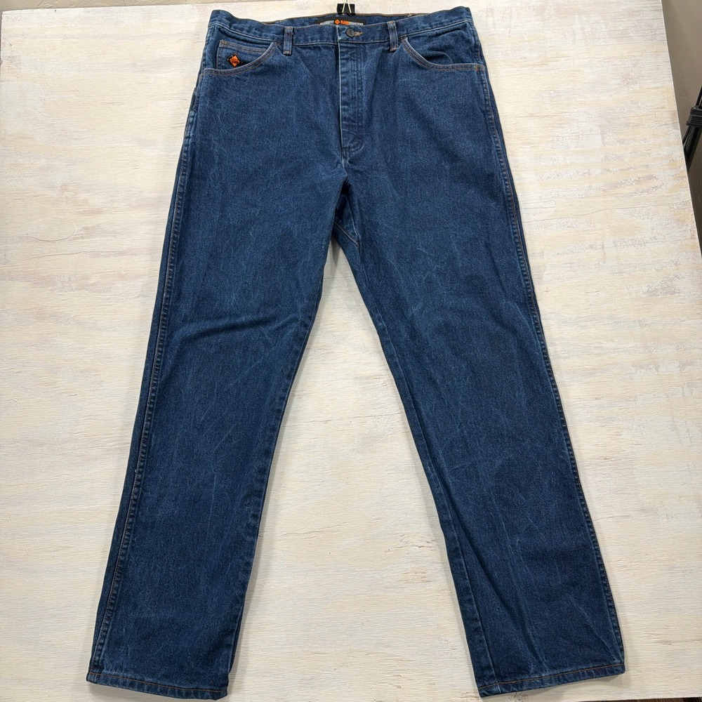 Wrangler Jeans FR31MWZ 38x34 Flame Resistant Relaxed Fit Blue Denim Mens